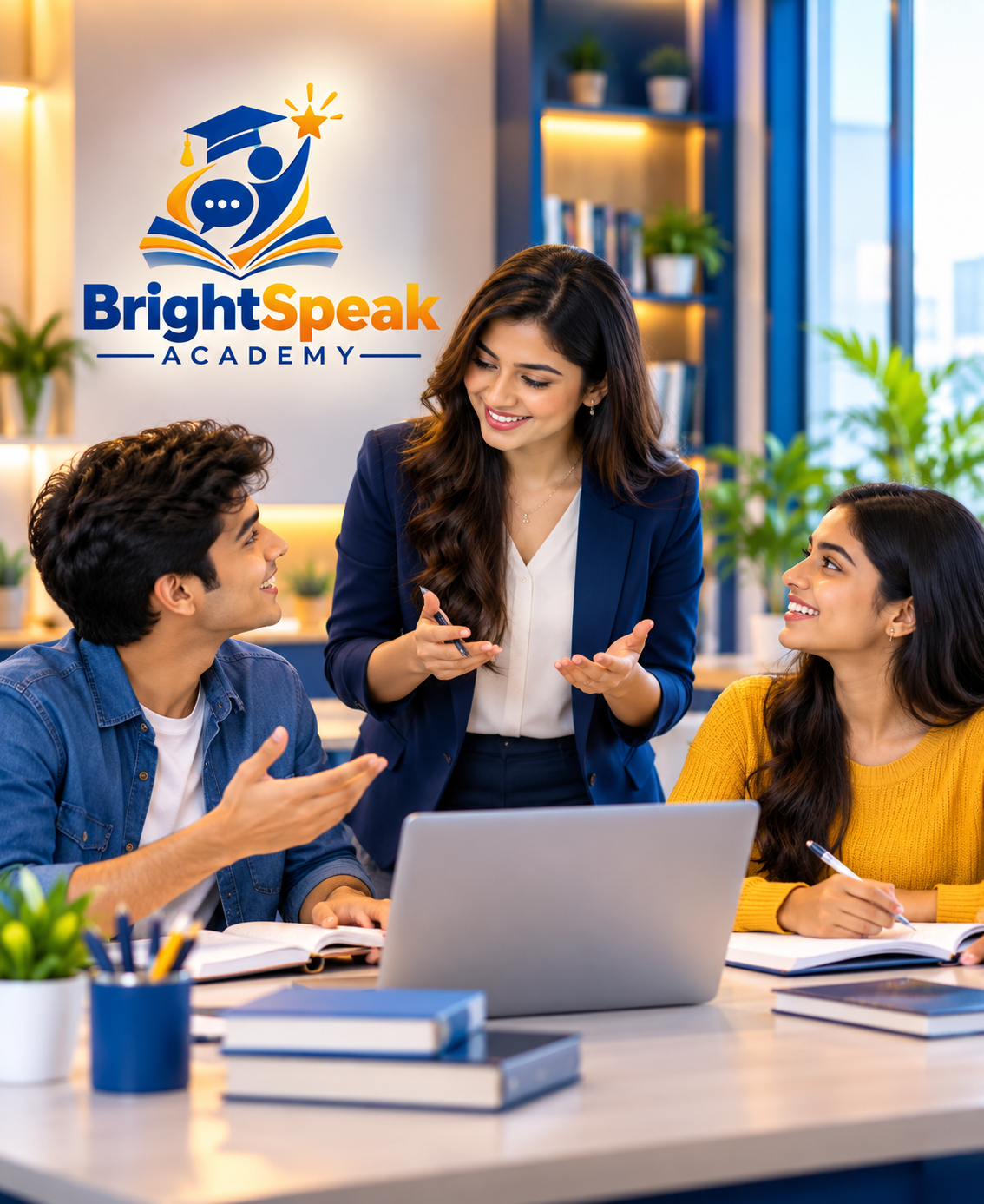 Online English teacher helping a student